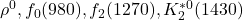 \rho^{0}, f_{0}(980), f_{2}(1270), K^{*0}_{2}(1430)