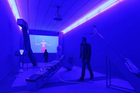 MAC Lyon Vue de l'exposition Collection en 2018. Œuvre d'Alex Da Corte Photo Blaise Adilon